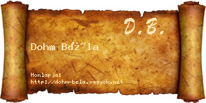 Dohm Béla névjegykártya